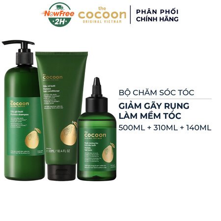 Bộ Chăm Sóc Tóc Cocoon Dầu Gội 500ml + Dầu Xả 310ml + Nước Dưỡng Tóc Tinh Dầu Bưởi 140ml 01