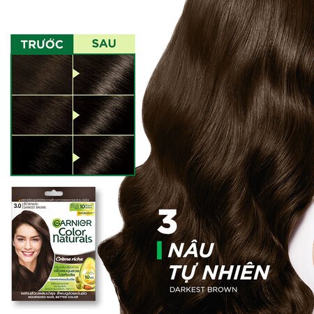 Combo 2 Kem Nhuộm Tóc Garnier 3 Darkest Brown – Nâu Tự Nhiên 30g 04