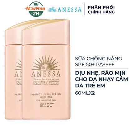 Combo 2 Sữa Chống Nắng Anessa Cho Da Nhạy Cảm & Trẻ Em 60ml (Mới) 01