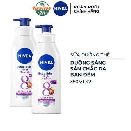 Combo 2 Sữa Dưỡng Thể Nivea Sáng Da Ban Đêm Từ 8 Super Food 350ml 01