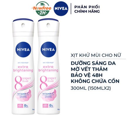 Combo 2 Xịt Khử Mùi Nivea Cho Nữ Sáng Da, Mờ Vết Thâm 150ml 01