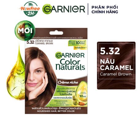 Combo 3 Kem Nhuộm Tóc Garnier 5.32 Brown Caramel – Nâu Caramel 30g 01