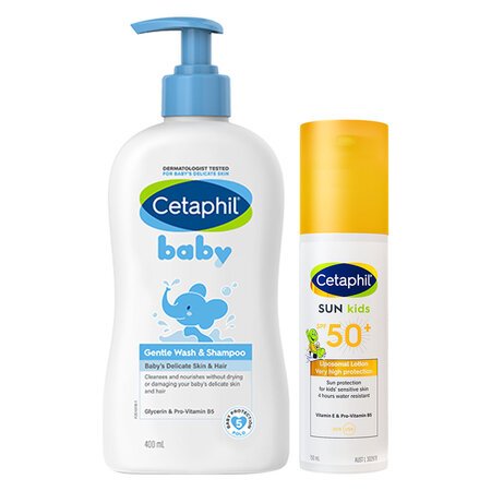 Combo Cetaphil Sữa Tắm Gội & Sữa Chống Nắng SPF50+ Dịu Lành Cho Bé 400ml+150ml 04