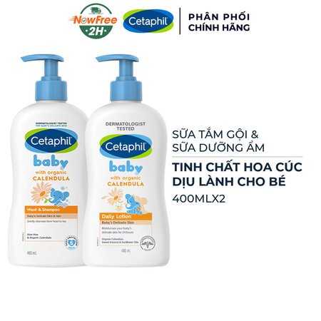 Combo Cetaphil Sữa Tắm Gội & Sữa Dưỡng Ẩm Dịu Lành Cho Bé Tinh Chất Hoa Cúc 400mlx2 01