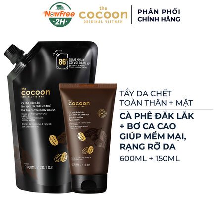 Combo Cocoon Big Size Tẩy Da Chết Toàn Thân 600ml & Mặt Từ Cà Phê Đắk Lắk 150ml 01