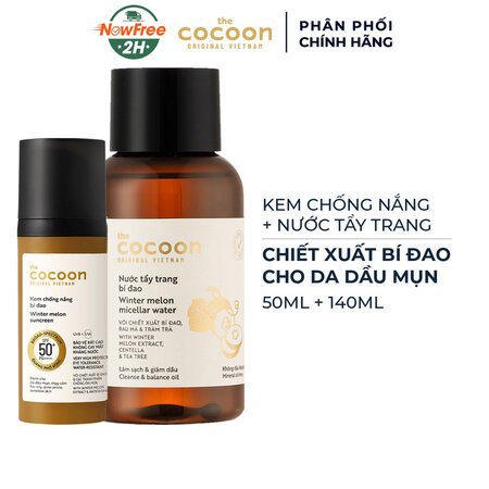 Combo Cocoon Kem Chống Nắng 50ml + Nước Tẩy Trang Bí Đao 140ml 01