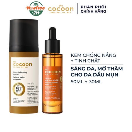 Combo Cocoon Kem Chống Nắng Bí Đao 50ml & Tinh Chất Nghệ Hưng Yên x2.2 30ml 01