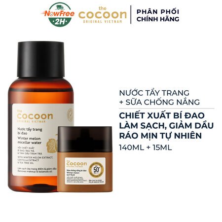 Combo Cocoon Nước Tẩy Trang Bí Đao 140ml + Sữa Chống Nắng Bí Đao 15ml 01