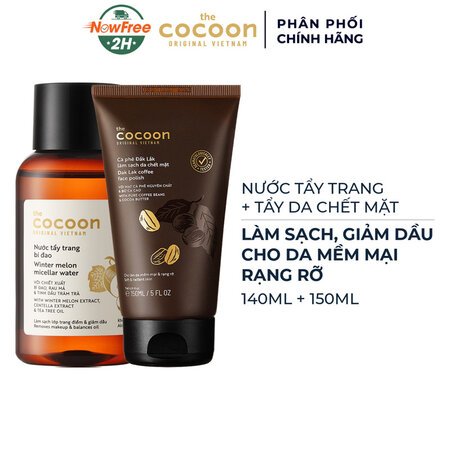Combo Cocoon Nước Tẩy Trang Bí Đao 140ml + Tẩy Da Chết Mặt Cà Phê Đắk Lắk 150ml 02