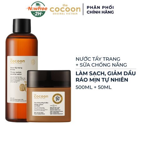 Combo Cocoon Nước Tẩy Trang Bí Đao 500ml + Sữa Chống Nắng Bí Đao 50ml 01
