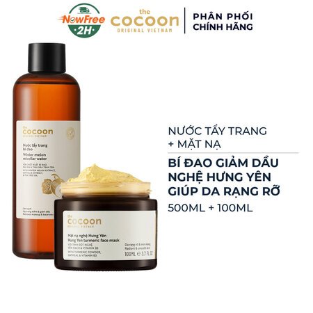 Combo Cocoon Nước Tẩy Trang Bí Đao Giảm Dầu 500ml + Mặt Nạ Nghệ Hưng Yên Giúp Da Rạng Rỡ 100ml 01