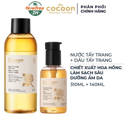 Combo Cocoon Nước Tẩy Trang + Dầu Tẩy Trang Hoa Hồng Cấp Ẩm Da 310ml+140ml 02