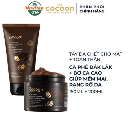 Combo Cocoon Tẩy Da Chết Cho Mặt 150ml + Toàn Thân 200ml Từ Cà Phê Đắk Lắk 01