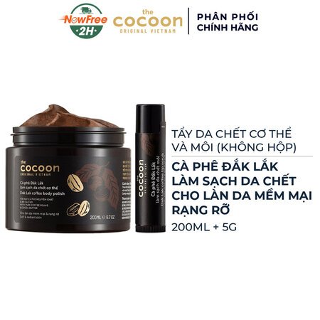 Combo Cocoon Tẩy Da Chết Toàn Thân & Môi (Không Hộp) Từ Cà Phê Đắk Lắk 01