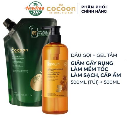 Combo Cocoon Túi Refill Dầu Gội Bưởi Không Sulfate, Giảm Gãy Rụng 500ml + Gel Tắm Đường Thốt Nốt An Giang 500ml 01
