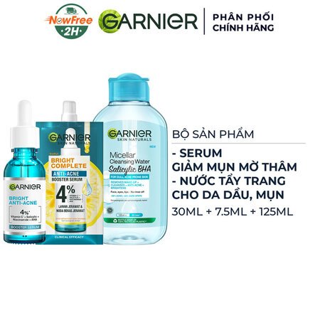 Combo Garnier 2 Serum Giảm Mụn Mờ Thâm (30ml+7.5ml) + Nước Tẩy Trang Cho Da Dầu, Mụn 125ml 01