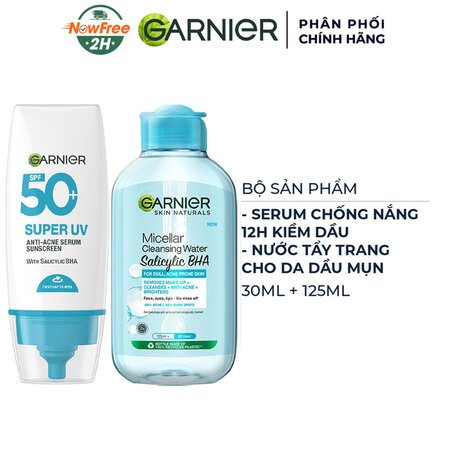 Combo Garnier Serum Chống Nắng 12H Kiềm Dầu 30ml + Nước Tẩy Trang Cho Da Dầu Mụn 125ml 01