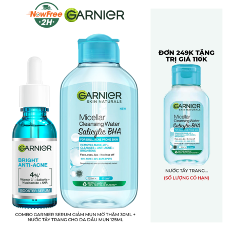 Combo Garnier Serum Giảm Mụn Mờ Thâm 30ml + Nước Tẩy Trang Cho Da Dầu Mụn 125ml 01
