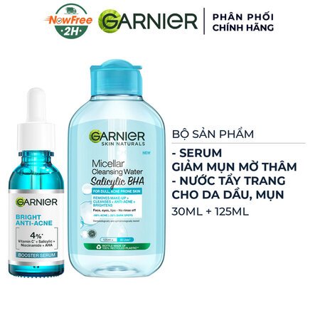 Combo Garnier Serum Giảm Mụn Mờ Thâm 30ml + Nước Tẩy Trang Cho Da Dầu Mụn 125ml 02