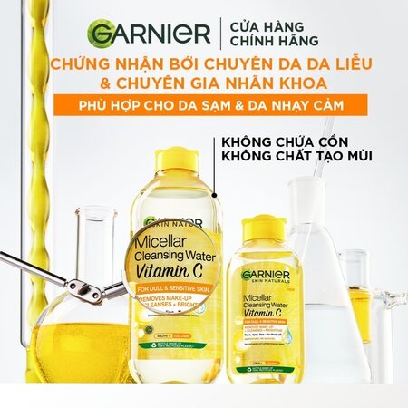 Combo Nước Tẩy Trang Garnier Vitamin C Làm Sáng Da 400ml + Cho Da Dầu Và Mụn 50ml 01