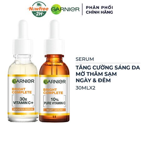 Combo Serum Garnier Tăng Cường Sáng Da Mờ Thâm Ngày & Đêm 30mlx2 01