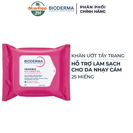 Khăn Ướt Tẩy Trang Bioderma Làm Sạch Da Nhạy Cảm 25 Miếng 01