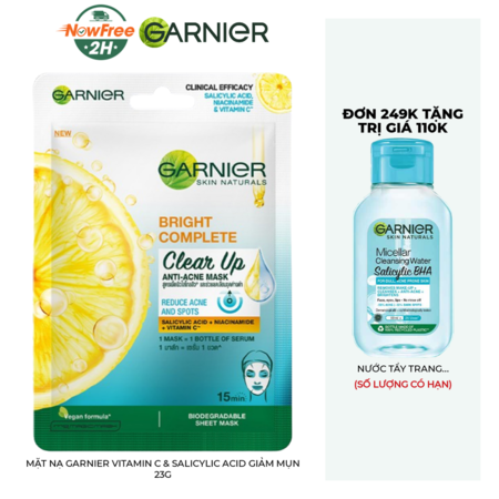 Mặt Nạ Garnier Vitamin C & Salicylic Acid Giảm Mụn 23g 01