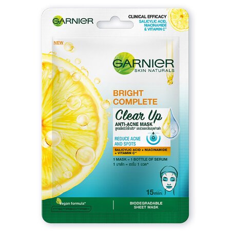 Mặt Nạ Garnier Vitamin C & Salicylic Acid Giảm Mụn 23g 03