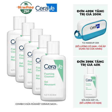 [Mini] Combo 5 Sữa Rửa Mặt CeraVe Sạch Sâu Cho Da Thường Đến Da Dầu 30ml 01