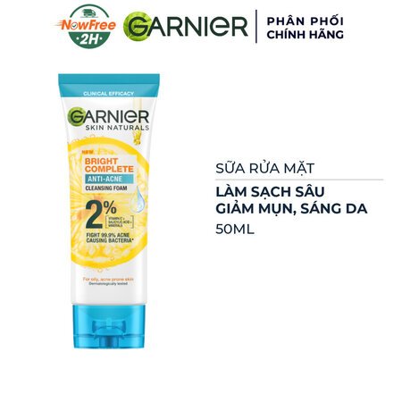 [Mini] Sữa Rửa Mặt Garnier Giảm Mụn & Sáng Da 50ml 01