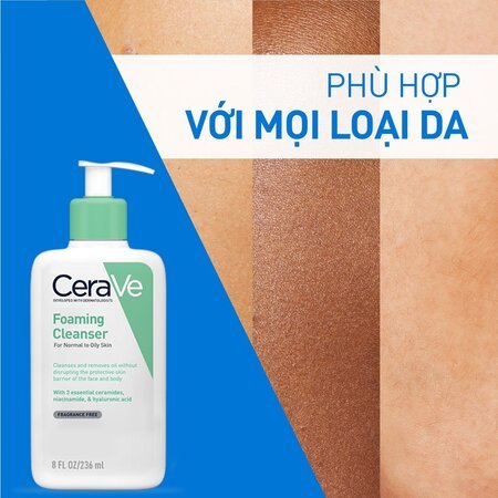Sữa Rửa Mặt CeraVe Sạch Sâu Cho Da Thường Đến Da Dầu 236ml 04