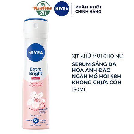 Xịt Khử Mùi Nivea Serum Sáng Da Hoa Anh Đào 150ml 01
