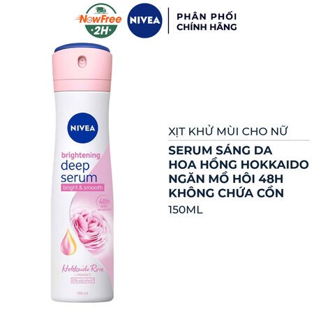 Xịt Khử Mùi Nivea Serum Sáng Da Hoa Hồng Hokkaido 150ml 01