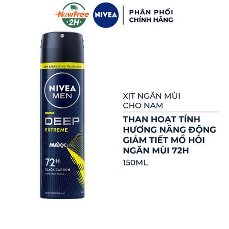 Xịt Ngăn Mùi Nivea Men Than Hoạt Tính Hương Năng Động 150ml 01